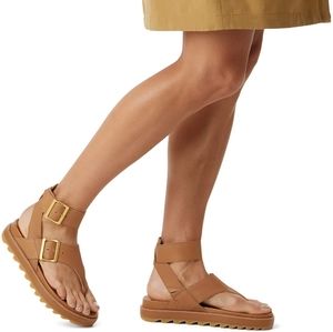 EUC Sorel Roaming T Strap Sandals 9 Camel Tan